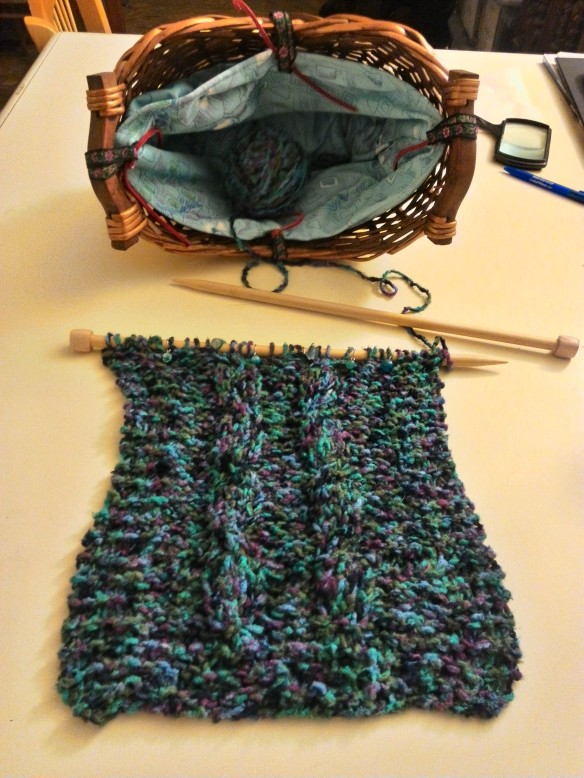 #knitting #bamboospun #mypattern lot 102841 arabeaque/111 art.#:26 Hobby Lobby 82% bamboo 18% polyamide 10 mm bamboo needles, cable is worked over 8 rows with 7 rows in pattern in between the cable rows. CO 30 st, Knit both sides for rows 1-6 to make garter border, Row 7, right side, K garter 5 st border section, P 4, K C2B, P 4, K C2F, P 4, K garter 5 st border section. Row 8, wrong side K garter 5 st border section, K 4, P 4, K 4, P 4, K 4, K garter 5 st border. Row 9 - 14 work the stitch as is ( 7 row between cable row - cable sections are 8 row long) Row 15 is same as Row 7 being cable row, then follow same as before until scarf is as long as desired and finish with 6 rows garter - bind off, weave in ends. 